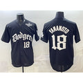 Los Angeles Dodgers #18 Yoshinobu Yamamoto Black MWATKINS 2025 LA Gothic Style With 2025 World Series Patch Vapor Premier Limited Stitched Jersey