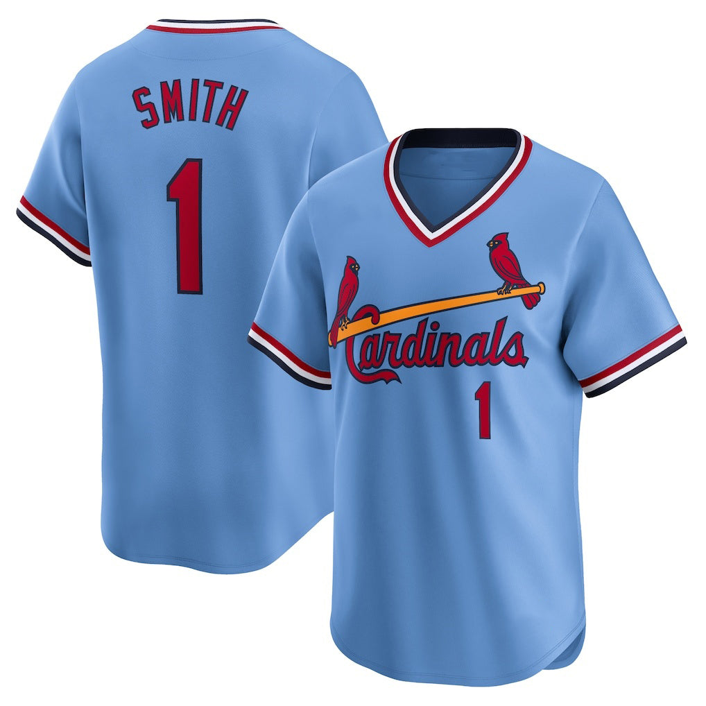 St. Louis Cardinals #1 Ozzie Smith Royal MWATKINS Throwback Cooperstown Limited Jersey