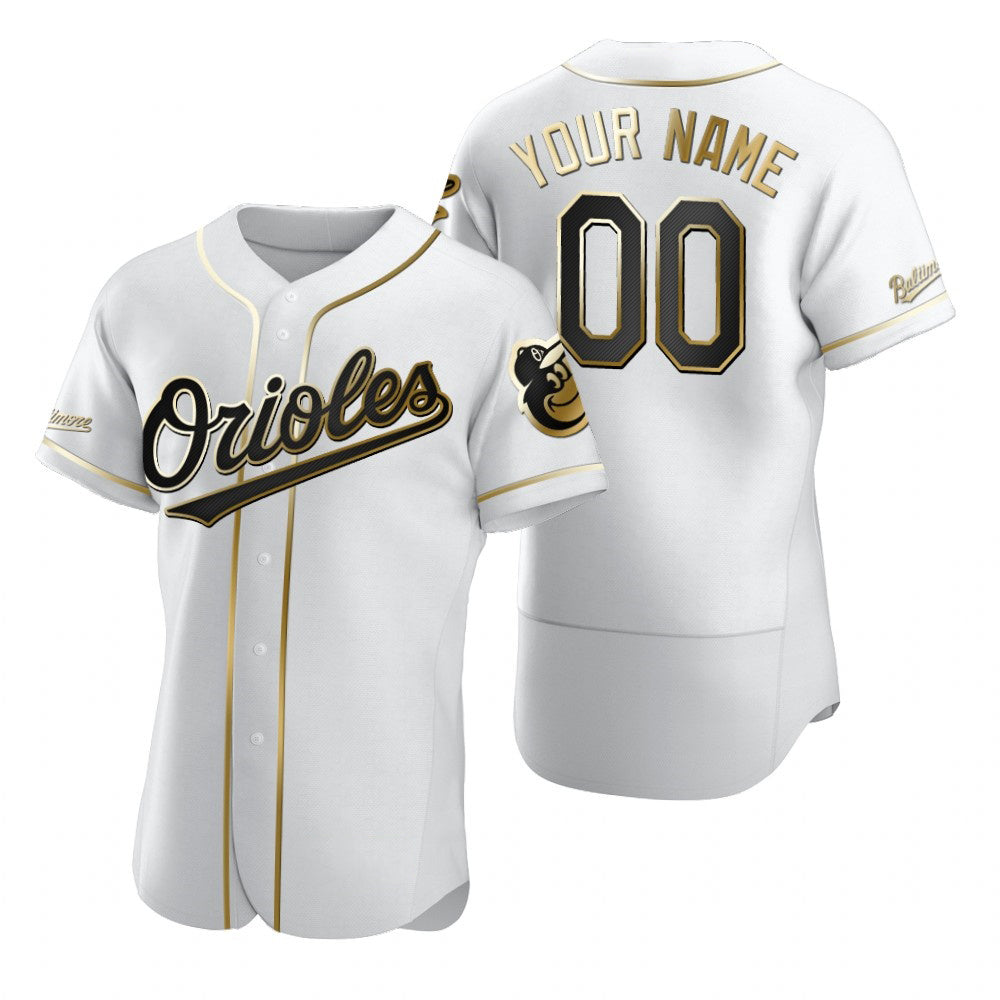Custom Baltimore Orioles White MWATKINS Stitched Flex Base Golden Edition Jersey