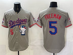 Los Angeles Dodgers #5 Freddie Freeman Grey MWATKINS Hello Kitty Night 2025 World Series Champions Patch Stitched Jersey
