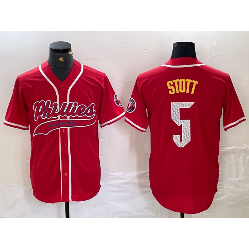 Philadelphia Phillies #5 Bryson Stott Red MWATKINS Cool Base Stitched Jersey