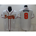 Atlanta Braves #8 Eddie Rosario 2022 White Gold MWATKINS World Series Champions Program Cool Base Stitched Jersey