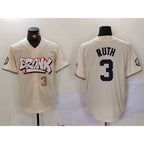 New York Yankees #3 Babe Ruth Cream MWATKINS Limited Stitched Jerseys