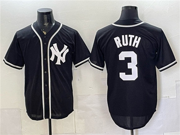 New York Yankees #3 Babe Ruth 2026 Fashion Replica Black MWATKINS Out Stitched Jersey