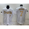 Atlanta Braves #7 Dansby Swanson White MWATKINS Number 2022 All Star Stitched Flex Base Jersey
