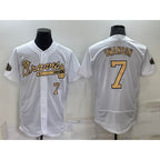 Atlanta Braves #7 Dansby Swanson White MWATKINS Number 2022 All Star Stitched Flex Base Jersey
