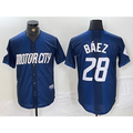 Detroit Tigers #28 Javier Baez 2024 Navy MWATKINS City Connect Cool Base Limited Stitched Jersey