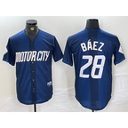 Detroit Tigers #28 Javier Baez 2024 Navy MWATKINS City Connect Cool Base Limited Stitched Jersey