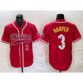 Philadelphia Phillies #3 Bryce Harper Number Red MWATKINS Cool Base Stitched Jersey 2