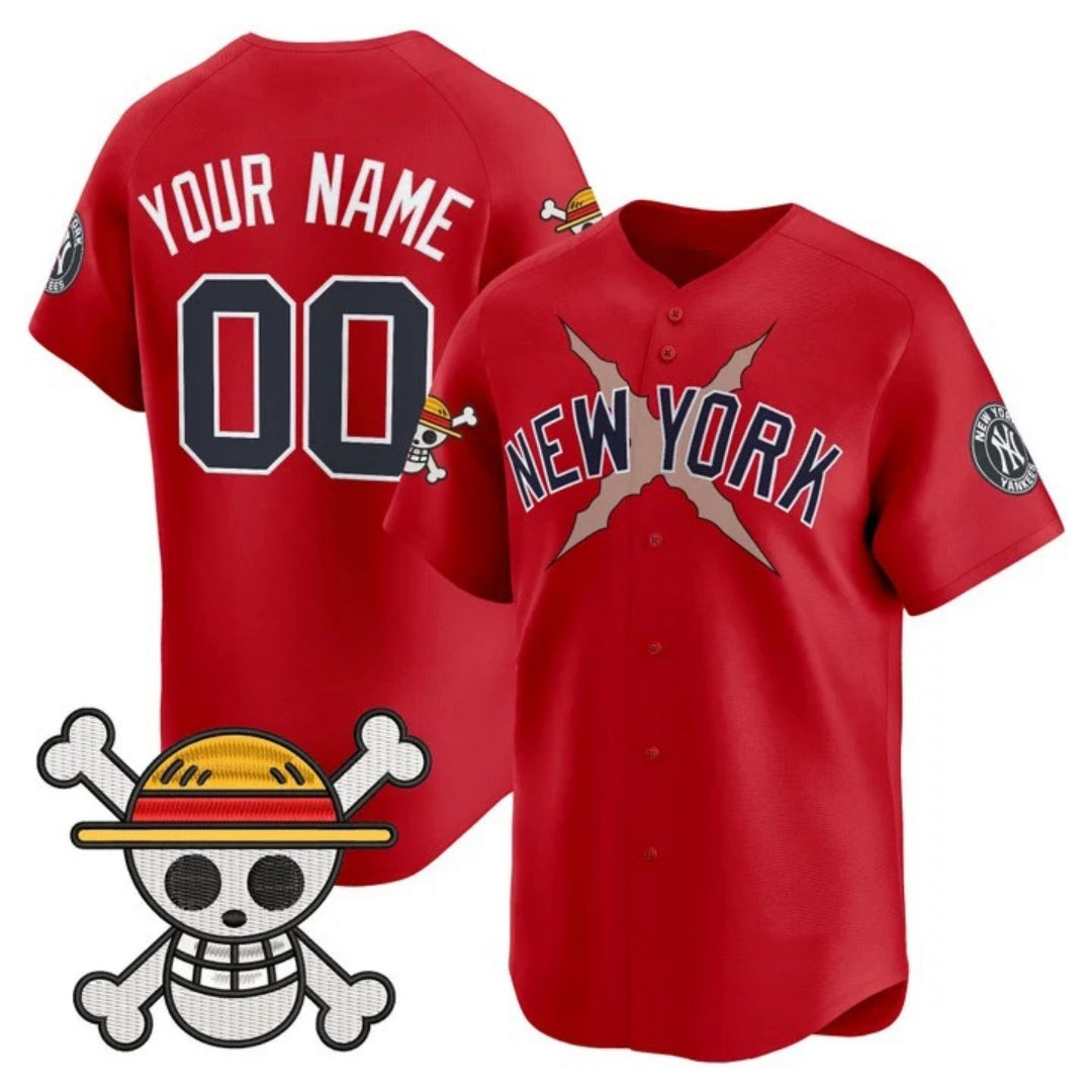 Custom New York Yankees x One Piece Red MWATKINS Vapor Premier Limited Jersey - Stitched