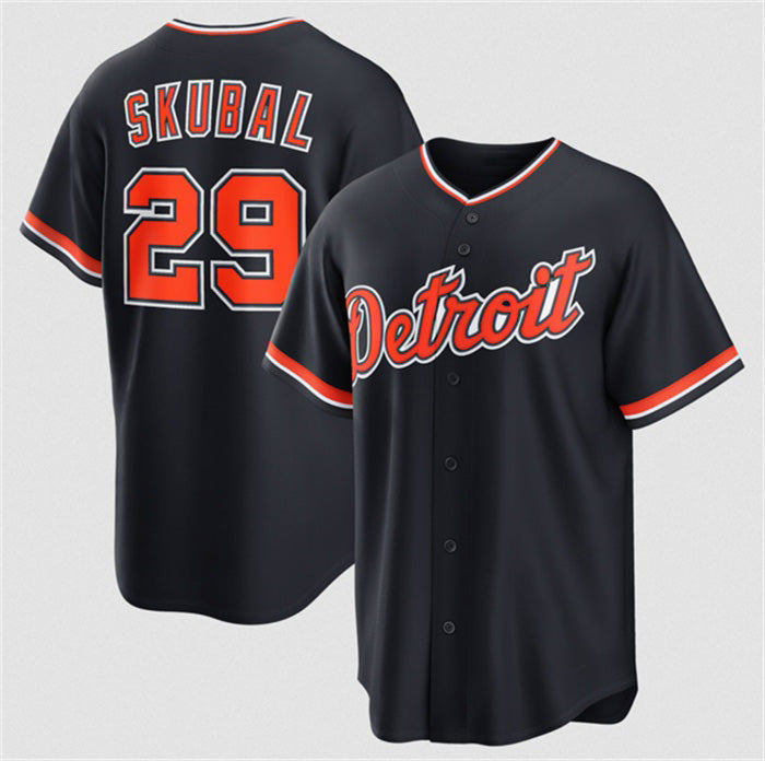 Detroit Tigers #29 Tarik Skubal Navy MWATKINS Alternate Stitched Jersey