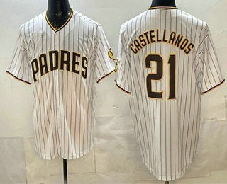San Diego Padres #21 Nick Castellanos White MWATKINS Cool Base Jersey