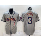 Houston Astros #3 Jeremy Pena Number Grey MWATKINS With Patch Stitched Cool Base Jersey