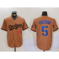 Los Angeles Dodgers #5 Freddie Freeman Number Olive MWATKINS Cool Base Limited Stitched Jersey 2