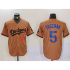 Los Angeles Dodgers #5 Freddie Freeman Number Olive MWATKINS Cool Base Limited Stitched Jersey 2