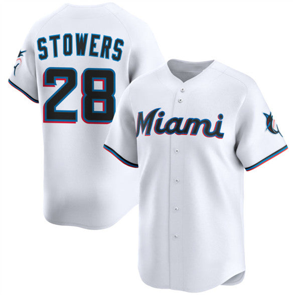Miami Marlins #28 Kyle Stowers White MWATKINS 2024 Home Limited Stitched Jersey