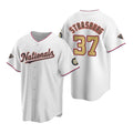 Washington Nationals #37 Stephen Strasburg White Gold MWATKINS 2019 World Series Champions Stitched Cool Base Jersey