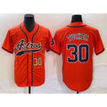 Houston Astros #30 Kyle Tucker Number Orange MWATKINS With Patch Cool Base Stitched Jersey