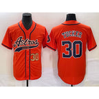 Houston Astros #30 Kyle Tucker Number Orange MWATKINS With Patch Cool Base Stitched Jersey