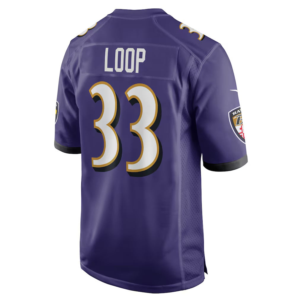 B.Ravens #33 Tyler Loop Purple MWATKINS Team Game Jersey