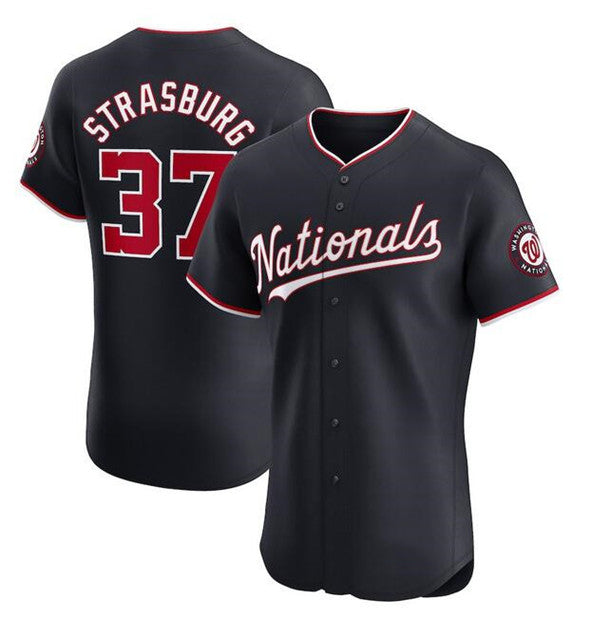Washington Nationals #37 Stephen Strasburg Navy MWATKINS Alternate Elite Stitched Jersey