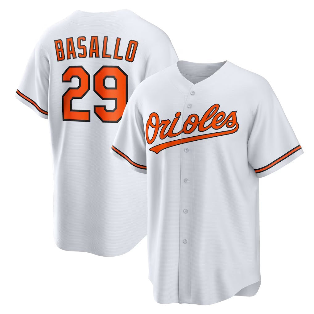 Baltimore Orioles #29 Samuel Basallo White MWATKINS Replica Player Jersey
