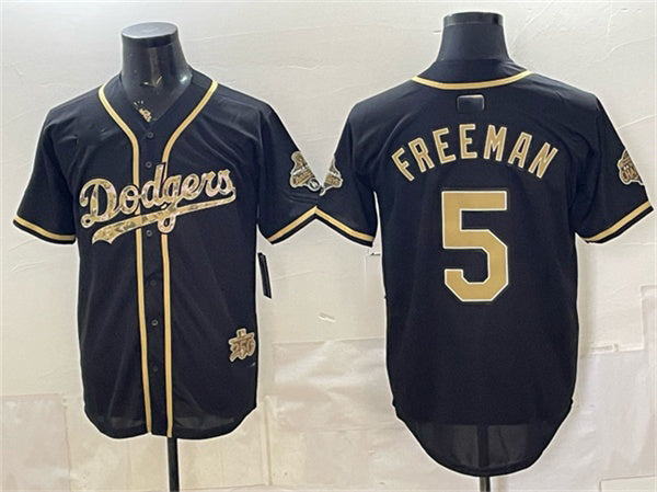 Los Angeles Dodgers #5 Freddie Freeman Black MWATKINS Military Appreciation Game Day Stitched Jersey