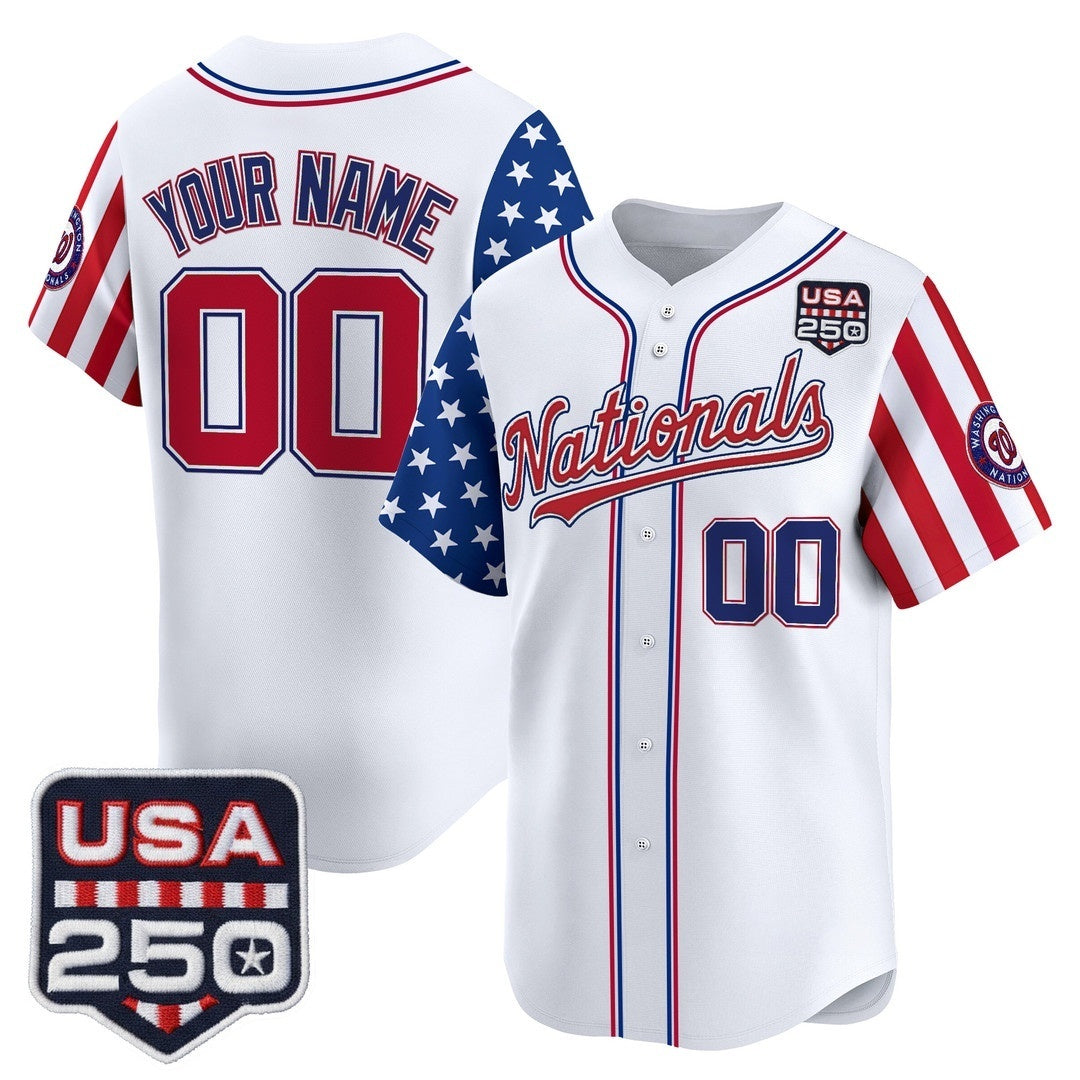 Custom Washington Nationals America 250 Edition Vapor Premier Limited White MWATKINS Stitched Jerseys