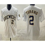 Milwaukee Brewers #2 Brice Turang White MWATKINS Limited Jersey