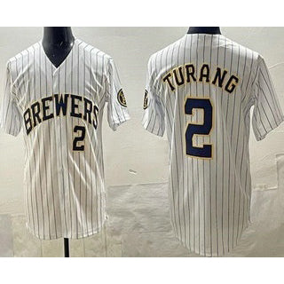 Milwaukee Brewers #2 Brice Turang White MWATKINS Limited Jersey