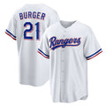 Texas Rangers #21 Jake Burger White MWATKINS Home Replica Jersey