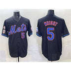 New York Mets #5 David Wright Black MWATKINS With Patch Limited Stitched Jersey
