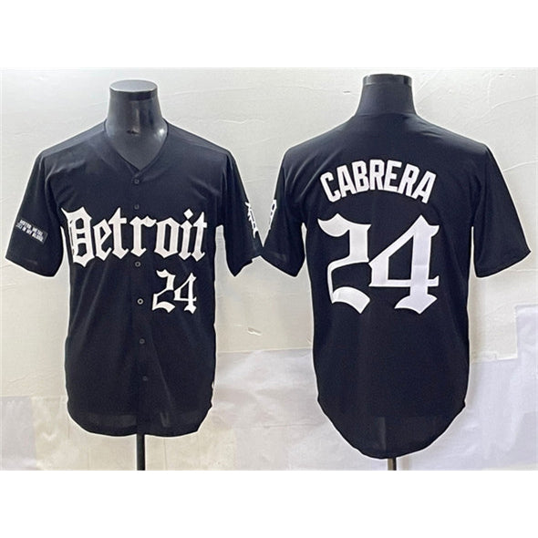 Detroit Tigers #24 Miguel Cabrera Black MWATKINS 'Motor Gothic Edition' Vapor Premier Limited Stitched Jersey