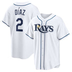 Tampa Bay Rays #2 Yandy D¨ªaz White MWATKINS Home Replica Jersey