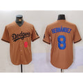 Los Angeles Dodgers #8 Kike Hernandez Number Olive MWATKINS Cool Base Limited Stitched Jersey 2