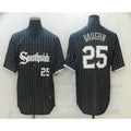 Chicago White Sox #25 Andrew Vaughn Black MWATKINS With Small Number 2021 City Connect Stitched Cool Base Jersey