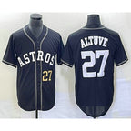 Houston Astros #27 Jose Altuve Number Black MWATKINS Cool Base Stitched Jersey