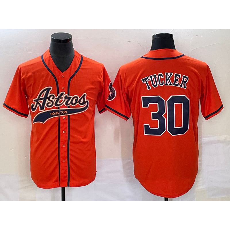 Houston Astros #30 Kyle Tucker Orange MWATKINS With Patch Cool Base Stitched Jersey
