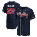 Atlanta Braves #28 Matt Olson Navy MWATKINS Flex Base Stitched Jersey