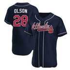 Atlanta Braves #28 Matt Olson Navy MWATKINS Flex Base Stitched Jersey