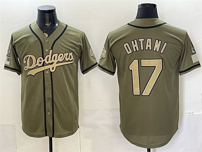 Los Angeles Dodgers #17 Shohei Ohtani Olive MWATKINS 2026 Armed Forces Day Stitched Jersey