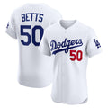 Los Angeles Dodgers #50 Mookie Betts White MWATKINS Home Elite Player Jersey