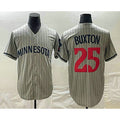 Minnesota Twins #25 Byron Buxton 2023 Grey MWATKINS Home Team Cool Base Stitched Jersey