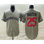 Minnesota Twins #25 Byron Buxton 2023 Grey MWATKINS Home Team Cool Base Stitched Jersey