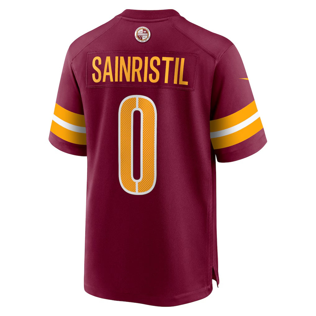 W.Commanders #0 Mike Sainristil Burgundy MWATKINS Game Jersey 2