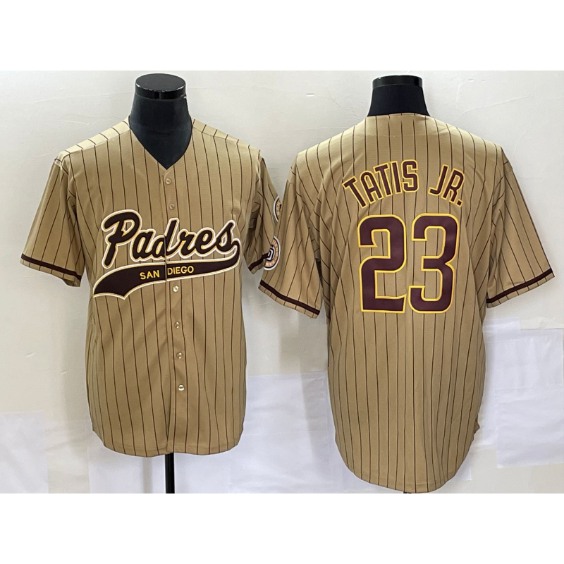 San Diego Padres #23 Fernando Tatis Jr Tan MWATKINS NEW 2023 Cool Base Stitched Jersey