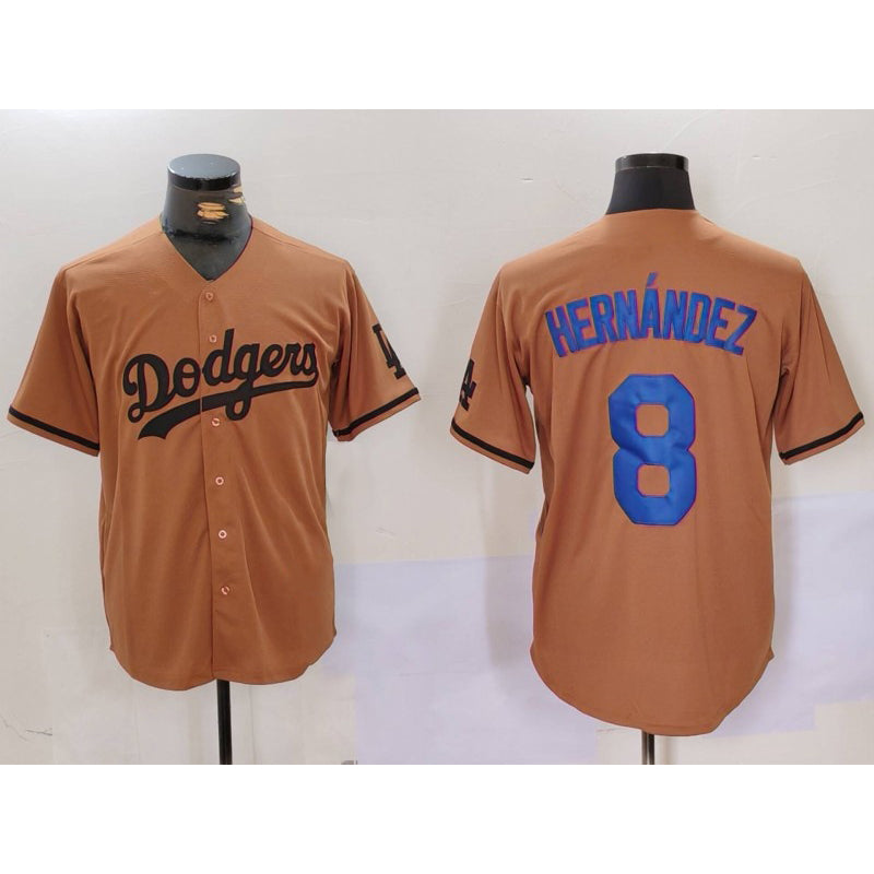 Los Angeles Dodgers #8 Kike Hernandez Olive MWATKINS Cool Base Limited Stitched Jersey