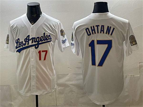 Los Angeles Dodgers #17 Shohei Ohtani White MWATKINS 2026 Gold Collection 9x & B2B Champs Patch Stitched Jersey