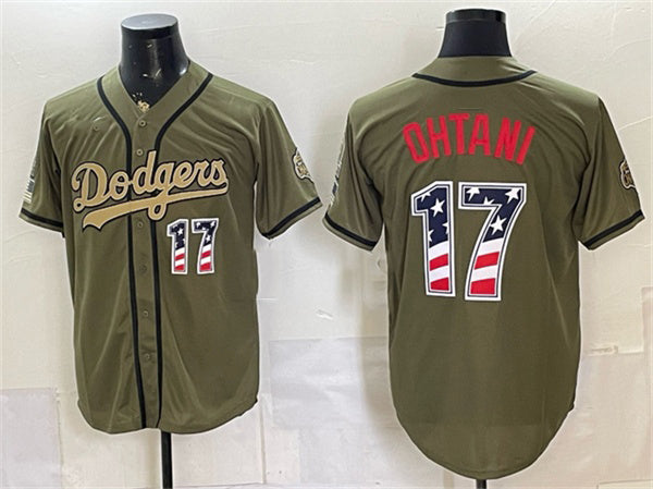 Los Angeles Dodgers #17 Shohei Ohtani Olive MWATKINS 2026 Armed Forces Day 250 Fourth of July Stitched Jersey