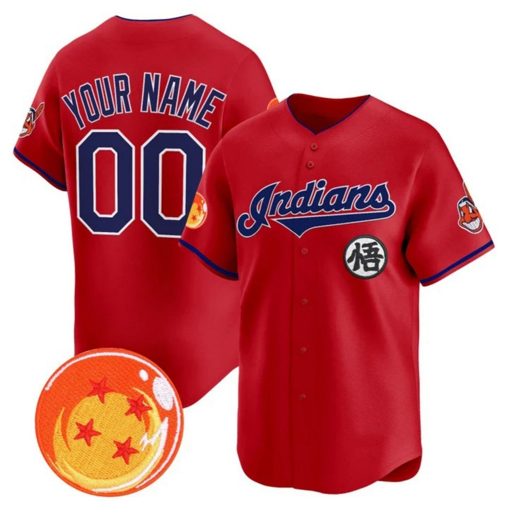 Custom Cleveland Indians x Dragon Ball Red MWATKINS Vapor Premier Limited Jersey - All Stitched